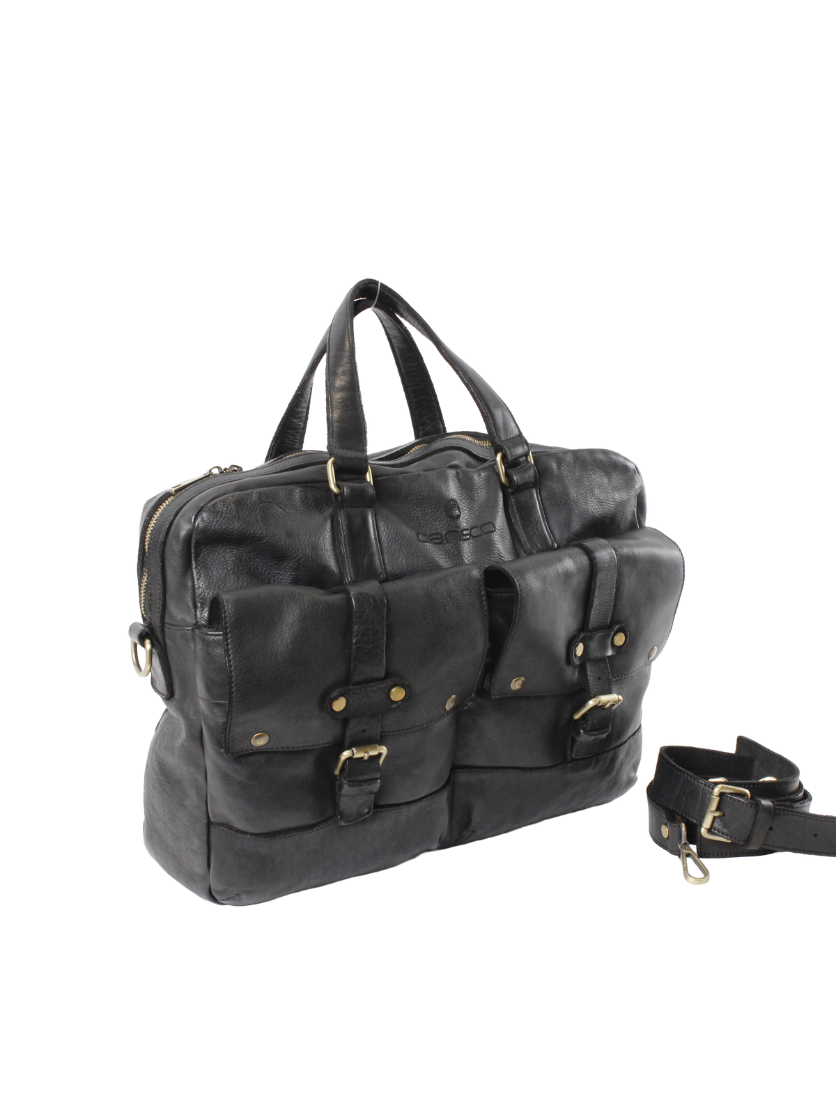 Schwarze Business Tasche im Vintage-Stil