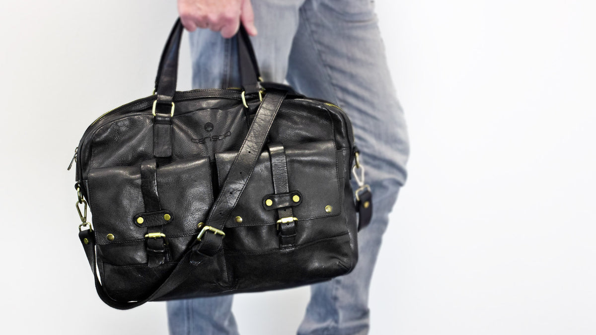 Schwarze Business Tasche im Vintage-Stil